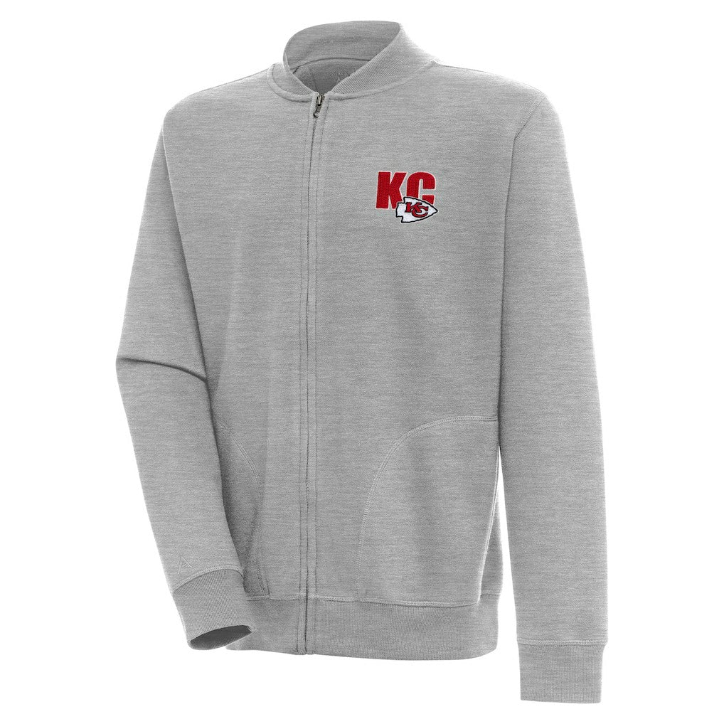 Kansas City Chiefs Antigua Victory Full-Zip Jacket Heather Gray - NFL