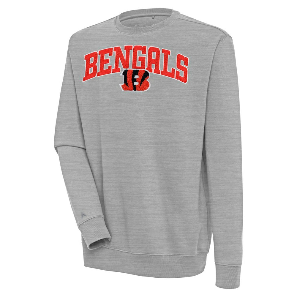 Cincinnati Bengals Antigua Victory Chenille Pullover Sweatshirt Heather Gray - NFL