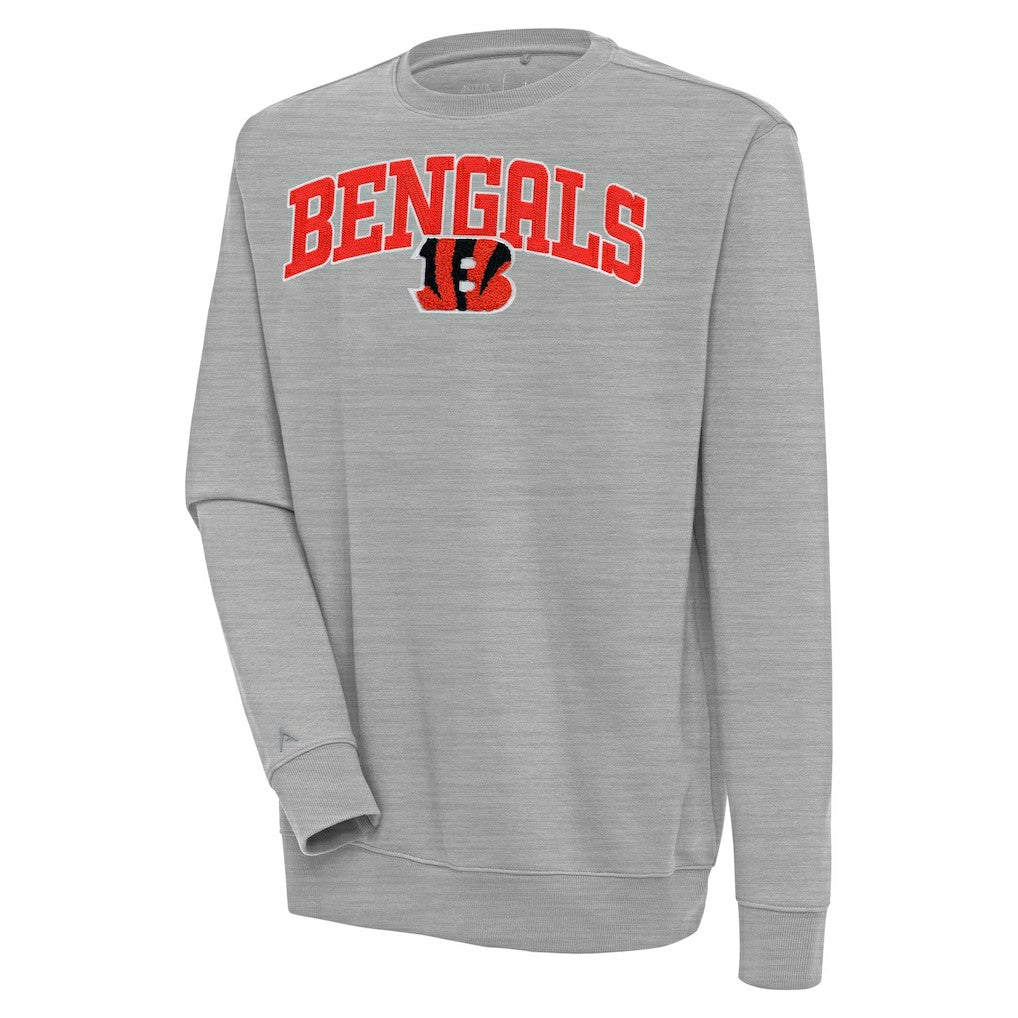 Cincinnati Bengals Antigua Victory Chenille Pullover Sweatshirt Heather Gray - NFL