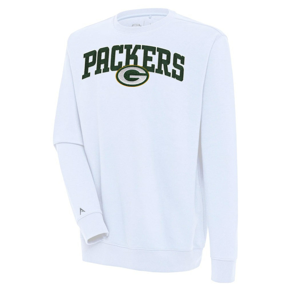 Green Bay Packers Antigua Victory Chenille Pullover Sweatshirt White - NFL