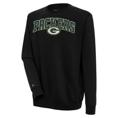 Green Bay Packers Antigua Victory Chenille Pullover Sweatshirt Black - NFL