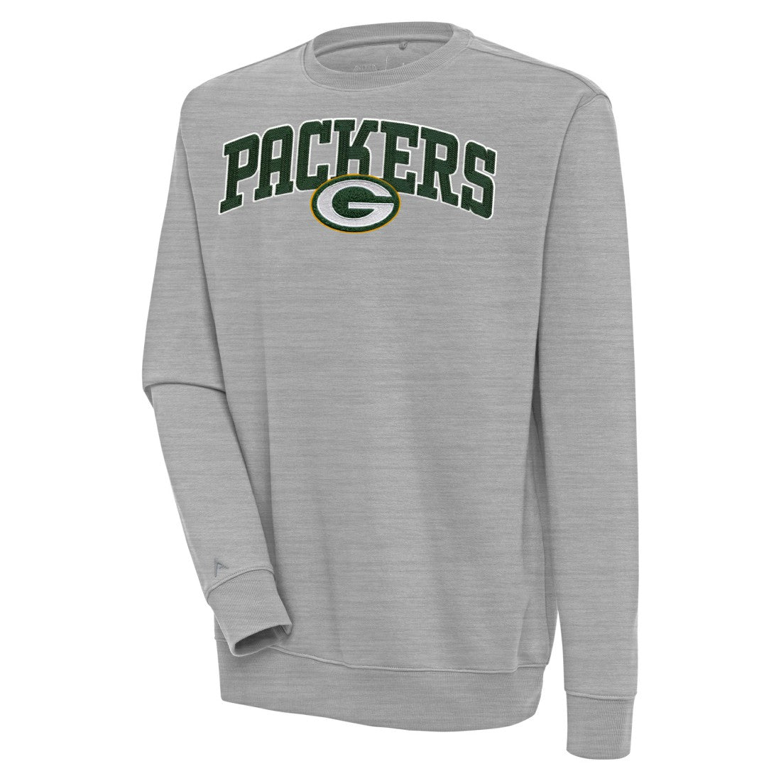 Green Bay Packers Antigua Victory Chenille Pullover Sweatshirt Heather Gray - NFL