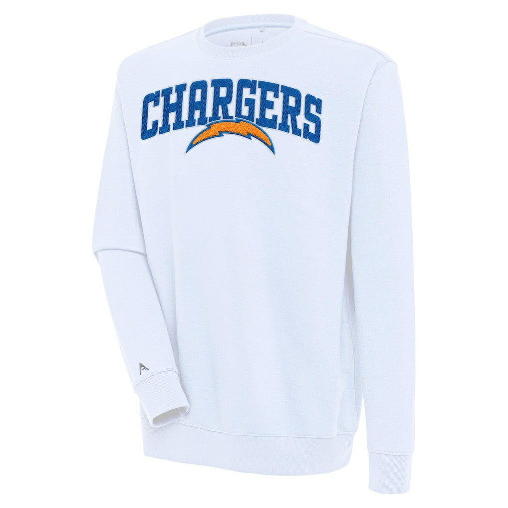 Los Angeles Chargers Antigua Victory Chenille Pullover Sweatshirt White - NFL
