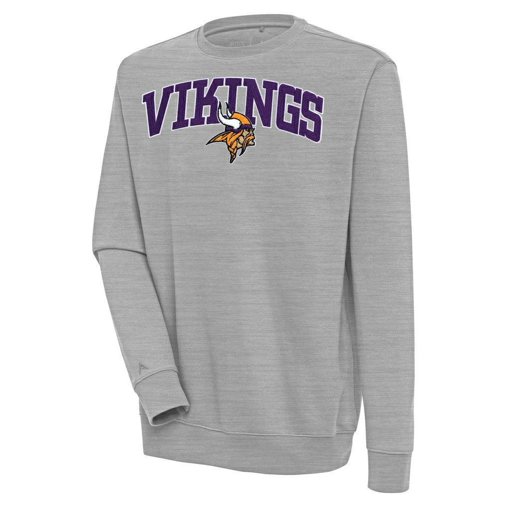 Minnesota Vikings Antigua Victory Chenille Pullover Sweatshirt Heather Gray - NFL