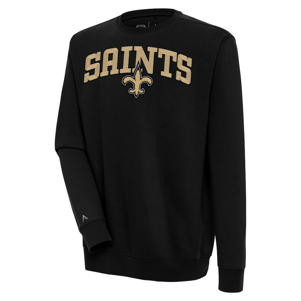 New Orleans Saints Antigua Victory Chenille Pullover Sweatshirt Black - NFL