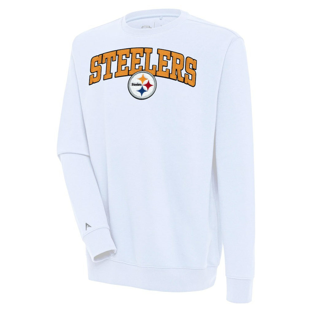Pittsburgh Steelers Antigua Victory Chenille Pullover Sweatshirt White - NFL