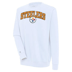 Pittsburgh Steelers Antigua Victory Chenille Pullover Sweatshirt White - NFL