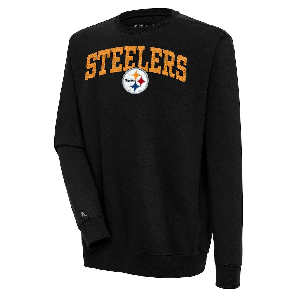 Pittsburgh Steelers Antigua Victory Chenille Pullover Sweatshirt Black - NFL