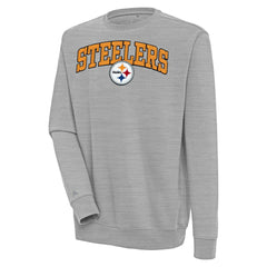 Pittsburgh Steelers Antigua Victory Chenille Pullover Sweatshirt Heather Gray - NFL
