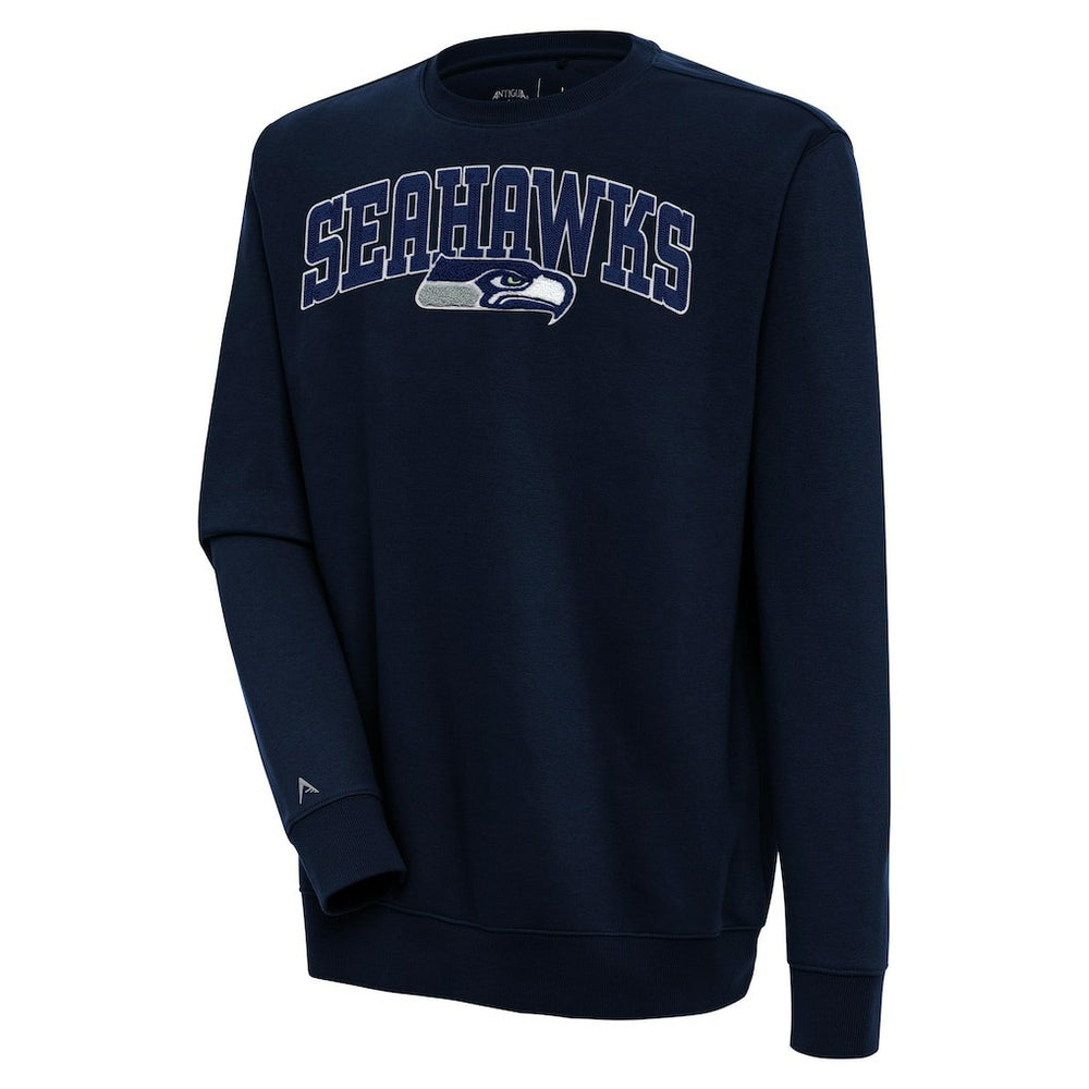 Seattle Seahawks Antigua Victory Chenille Pullover Sweatshirt College Navy - NFL