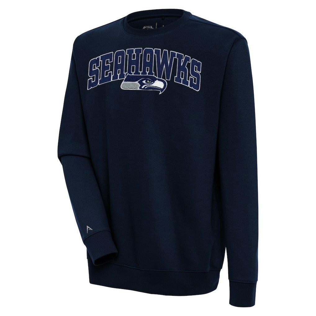 Seattle Seahawks Antigua Victory Chenille Pullover Sweatshirt College Navy - NFL