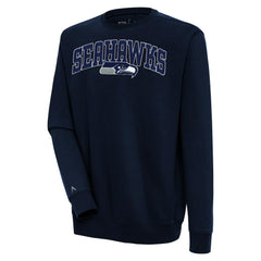Seattle Seahawks Antigua Victory Chenille Pullover Sweatshirt College Navy - NFL