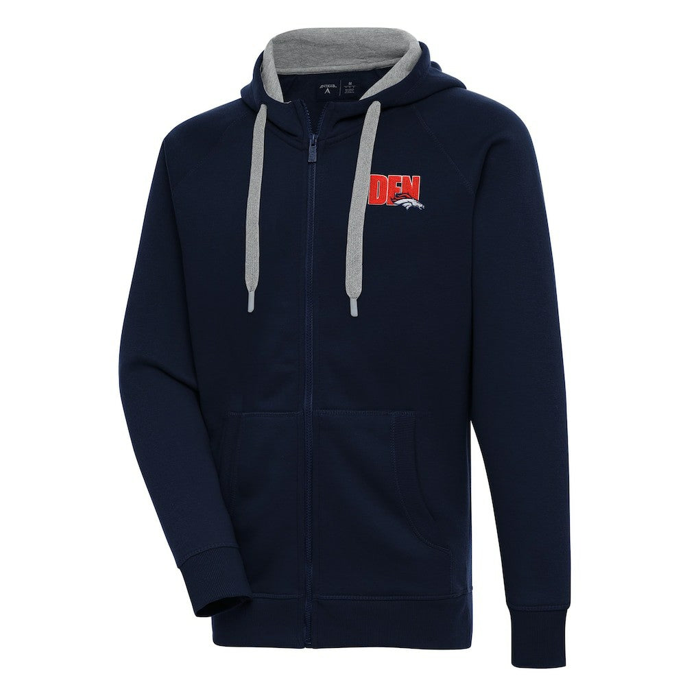 Denver Broncos Antigua Victory Full-Zip Hoodie Navy - NFL