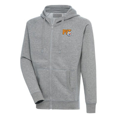 Pittsburgh Steelers Antigua Victory Full-Zip Hoodie Heather Gray - NFL