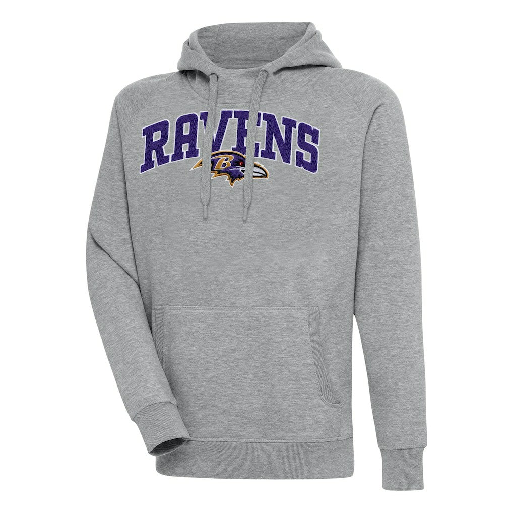 Baltimore Ravens Antigua Victory Pullover Hoodie Heather Gray - NFL