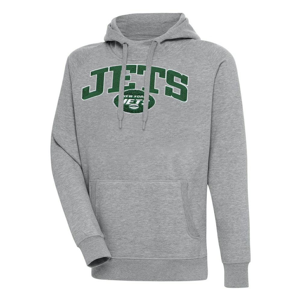 New York Jets Antigua Victory Pullover Hoodie Heather Gray - NFL