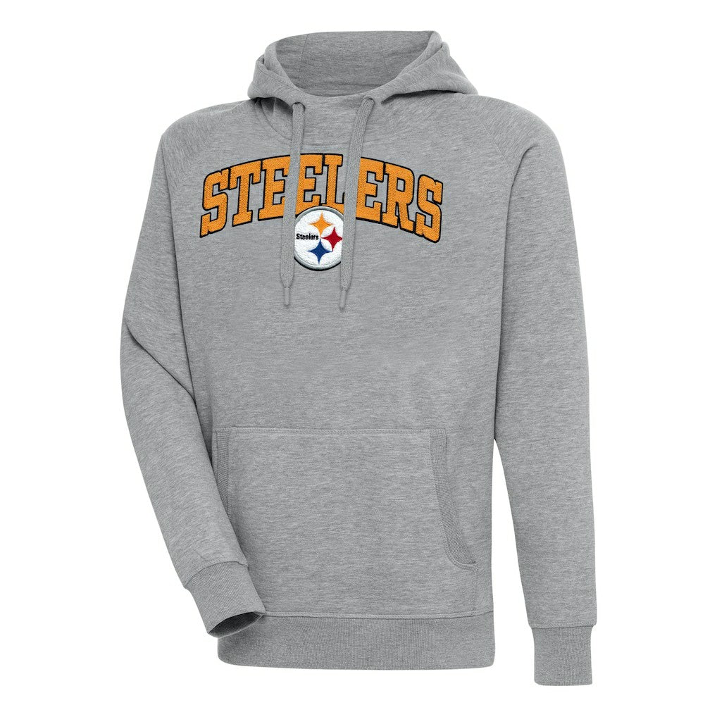 Pittsburgh Steelers Antigua Victory Pullover Hoodie Heather Gray - NFL