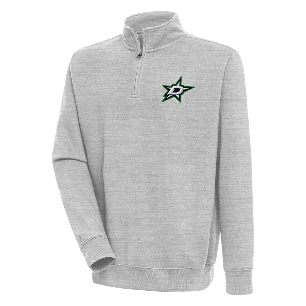 Dallas Stars - Antigua Victory Quarter-Zip Pullover Top Heather Gray