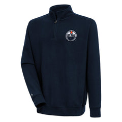 Edmonton Oilers - Antigua Victory Quarter-Zip Pullover Top Navy