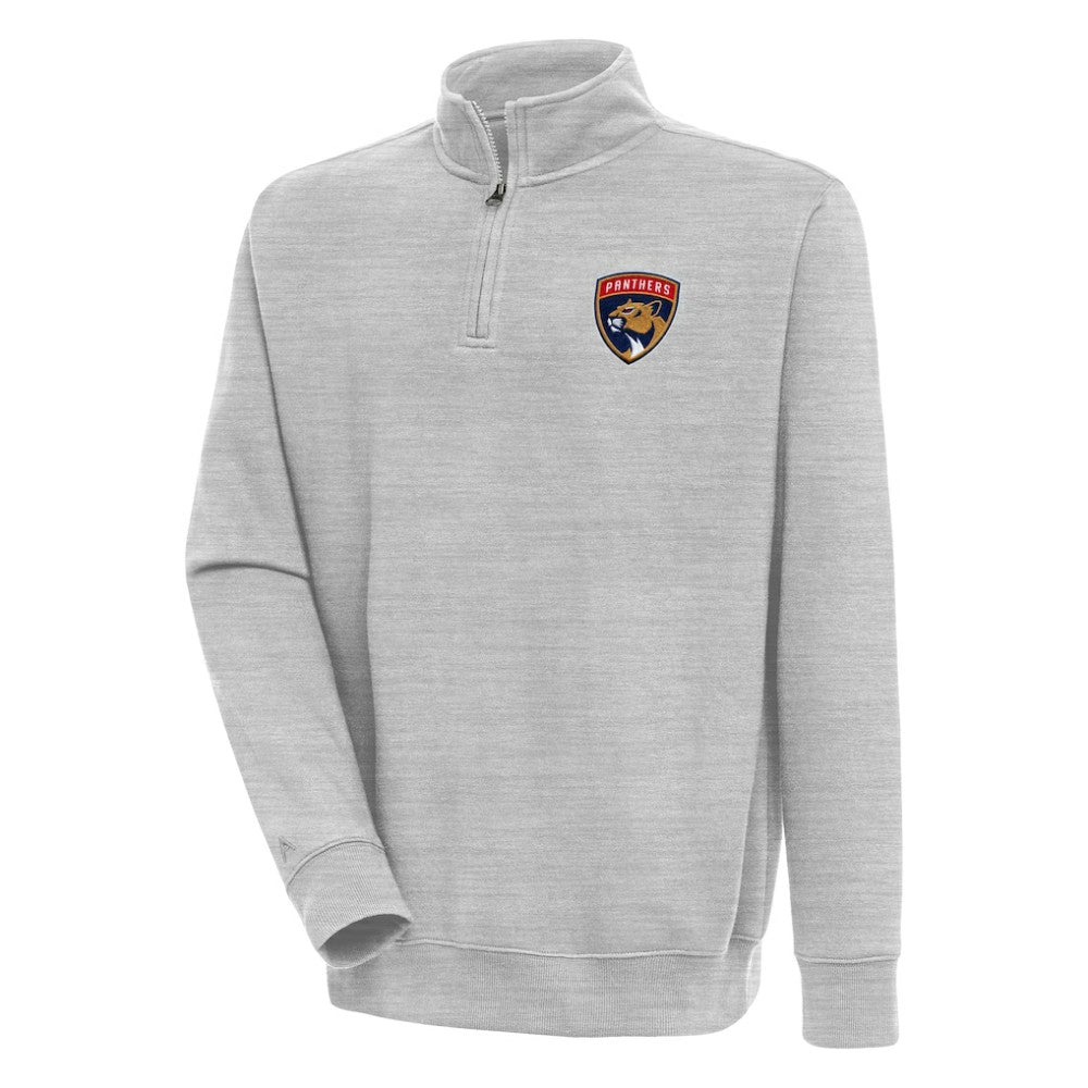 Florida Panthers - Antigua Victory Quarter-Zip Pullover Top Heather Gray