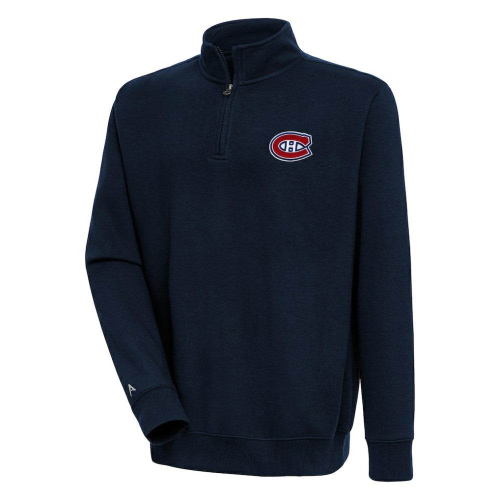 Montreal Canadiens - Antigua Victory Quarter-Zip Pullover Top Navy