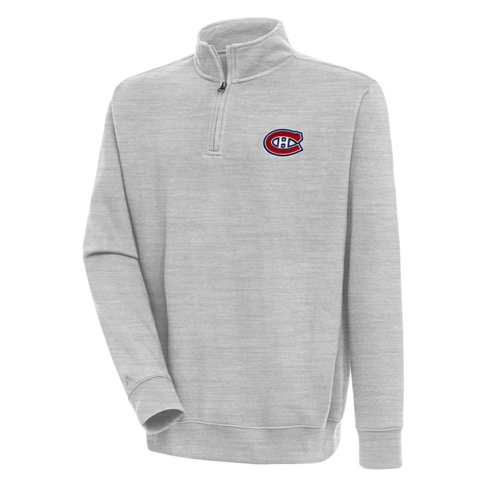 Montreal Canadiens - Antigua Victory Quarter-Zip Pullover Top Heather Gray