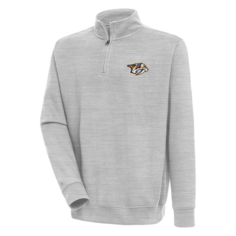 Nashville Predators - Antigua Victory Quarter-Zip Pullover Top Heather Gray