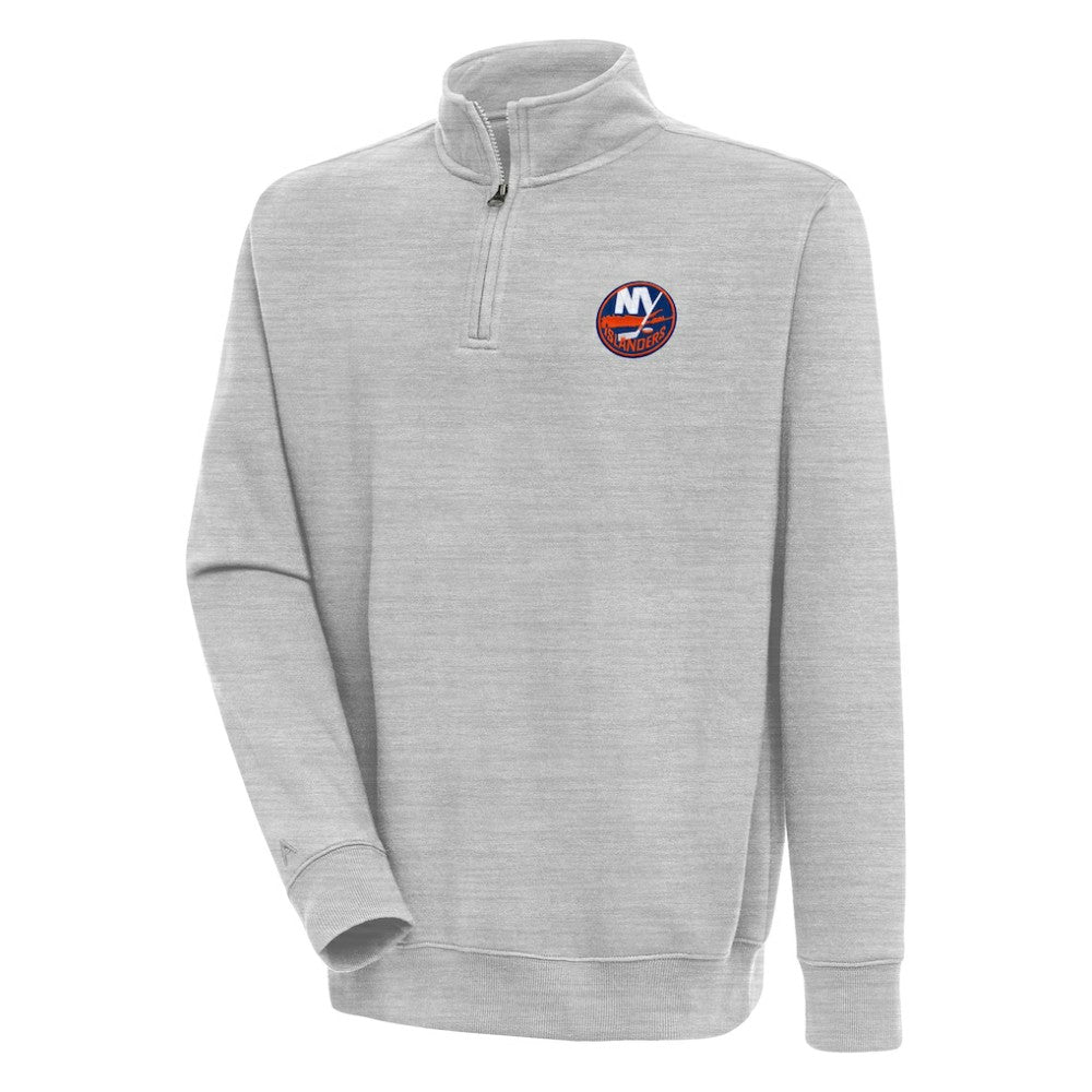 New York Islanders - Antigua Victory Quarter-Zip Pullover Top Heather Gray