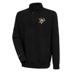 Pittsburgh Penguins Antigua Victory Quarter-Zip Pullover Top Black