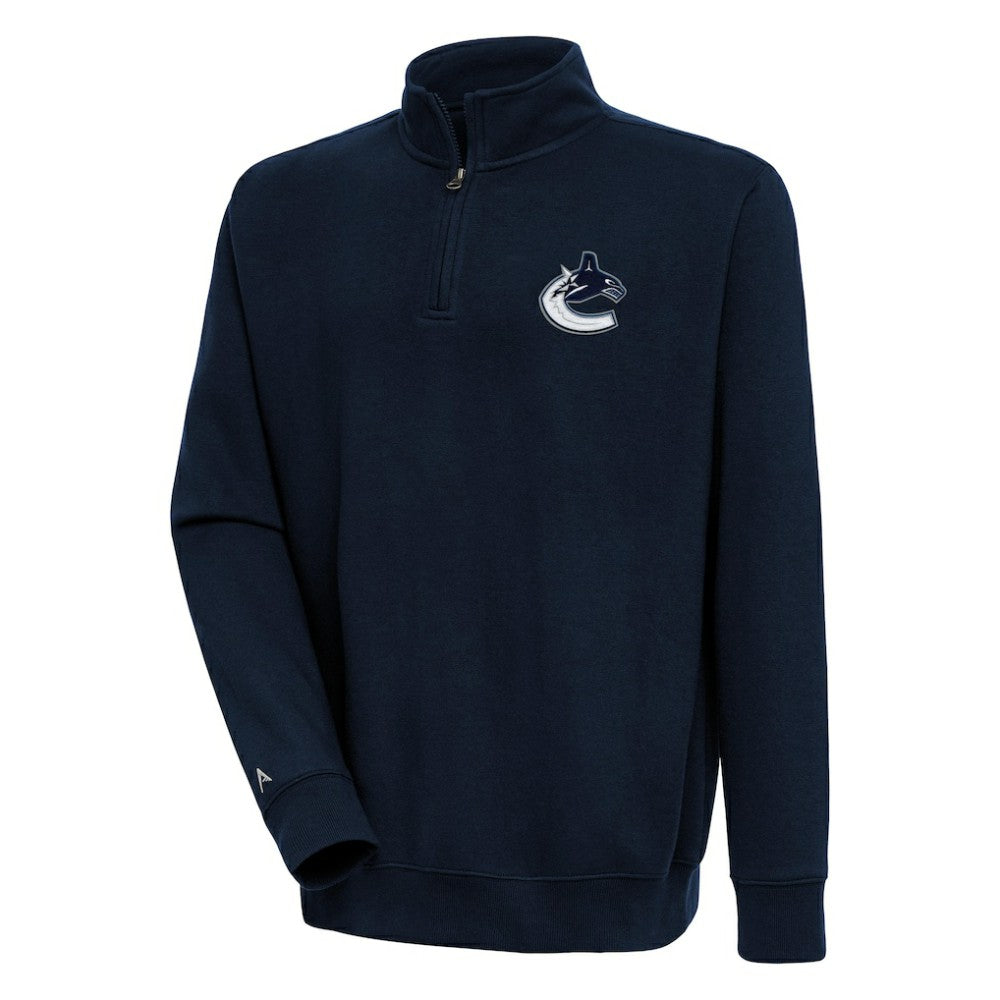 Vancouver Canucks - Antigua Victory Quarter-Zip Pullover Top Navy