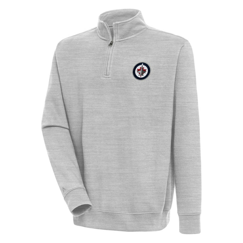 Winnipeg Jets - Antigua Victory Quarter-Zip Pullover Top Heather Gray