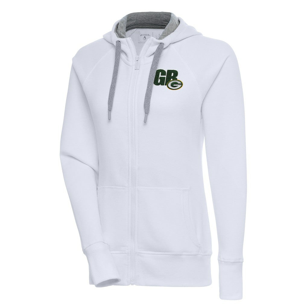 Green Bay Packers Antigua Women's Victory Full-Zip Hoodie White - NFL