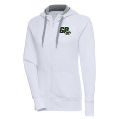 Green Bay Packers Antigua Women's Victory Full-Zip Hoodie White - NFL