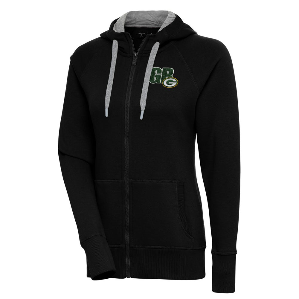 Green Bay Packers Antigua Women's Victory Full-Zip Hoodie Black - NFL