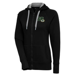 Green Bay Packers Antigua Women's Victory Full-Zip Hoodie Black - NFL