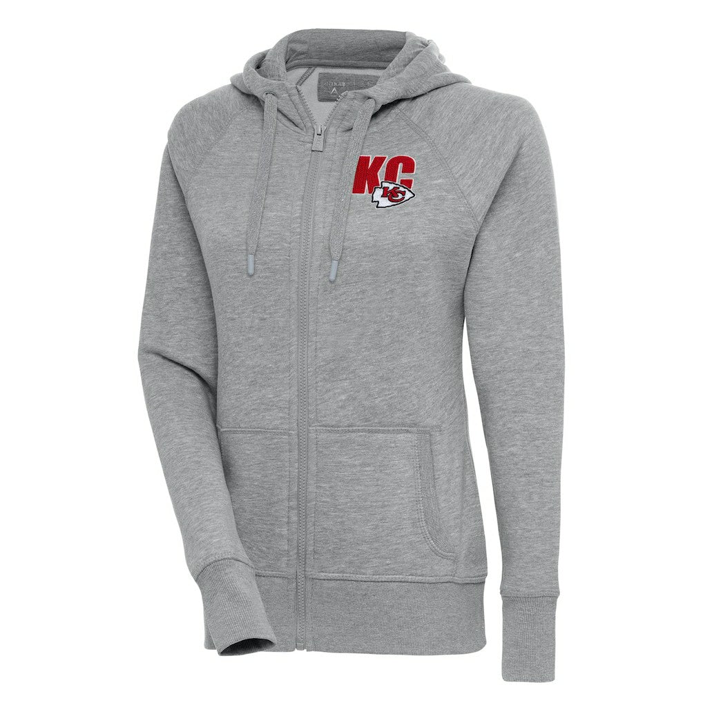 Kansas City Chiefs Antigua Women's Victory Full-Zip Hoodie Heather Gray - NFL