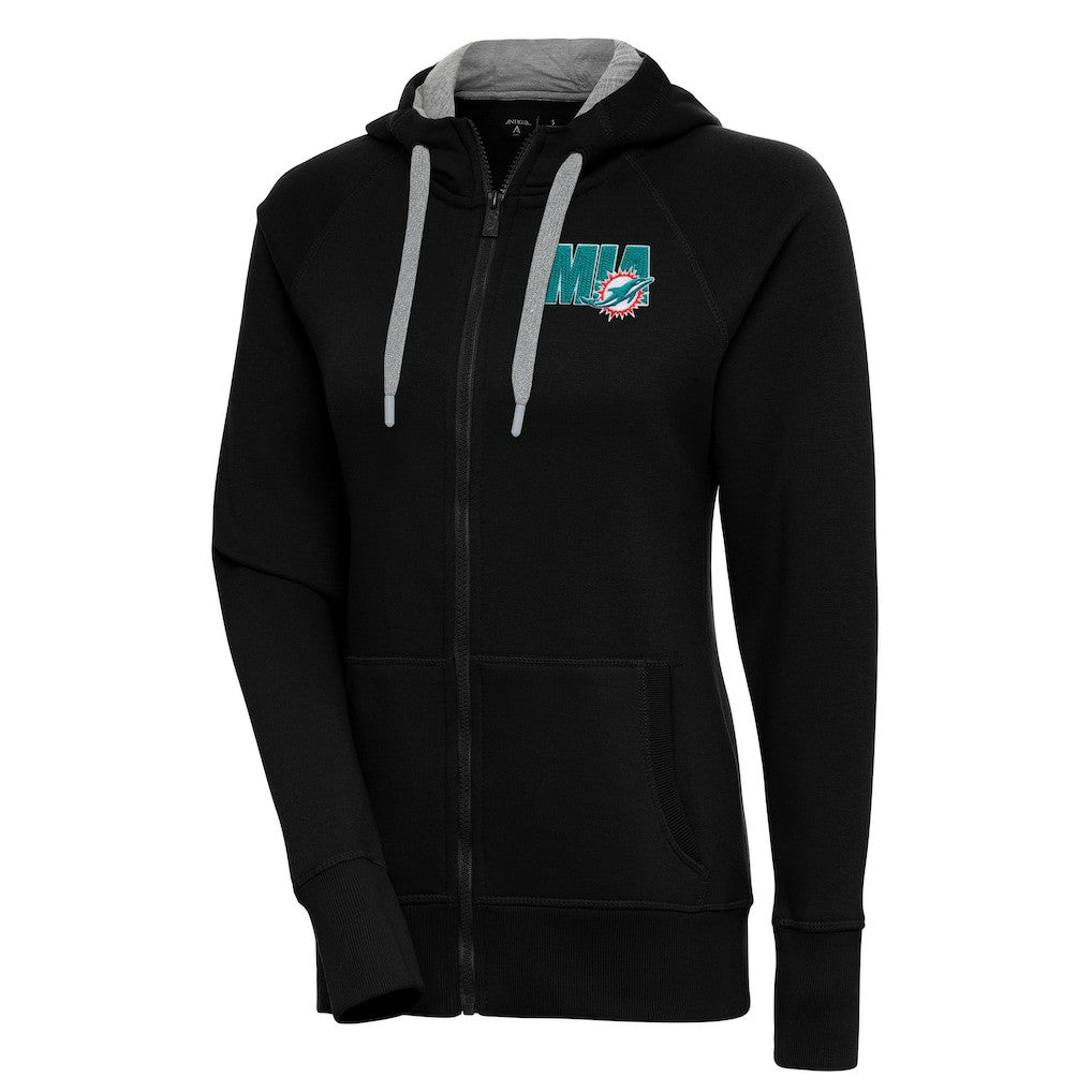 Miami Dolphins Antigua Women's Victory Full-Zip Hoodie Black - NFL