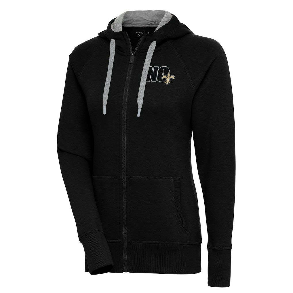New Orleans Saints Antigua Women's Victory Full-Zip Hoodie Black - NFL