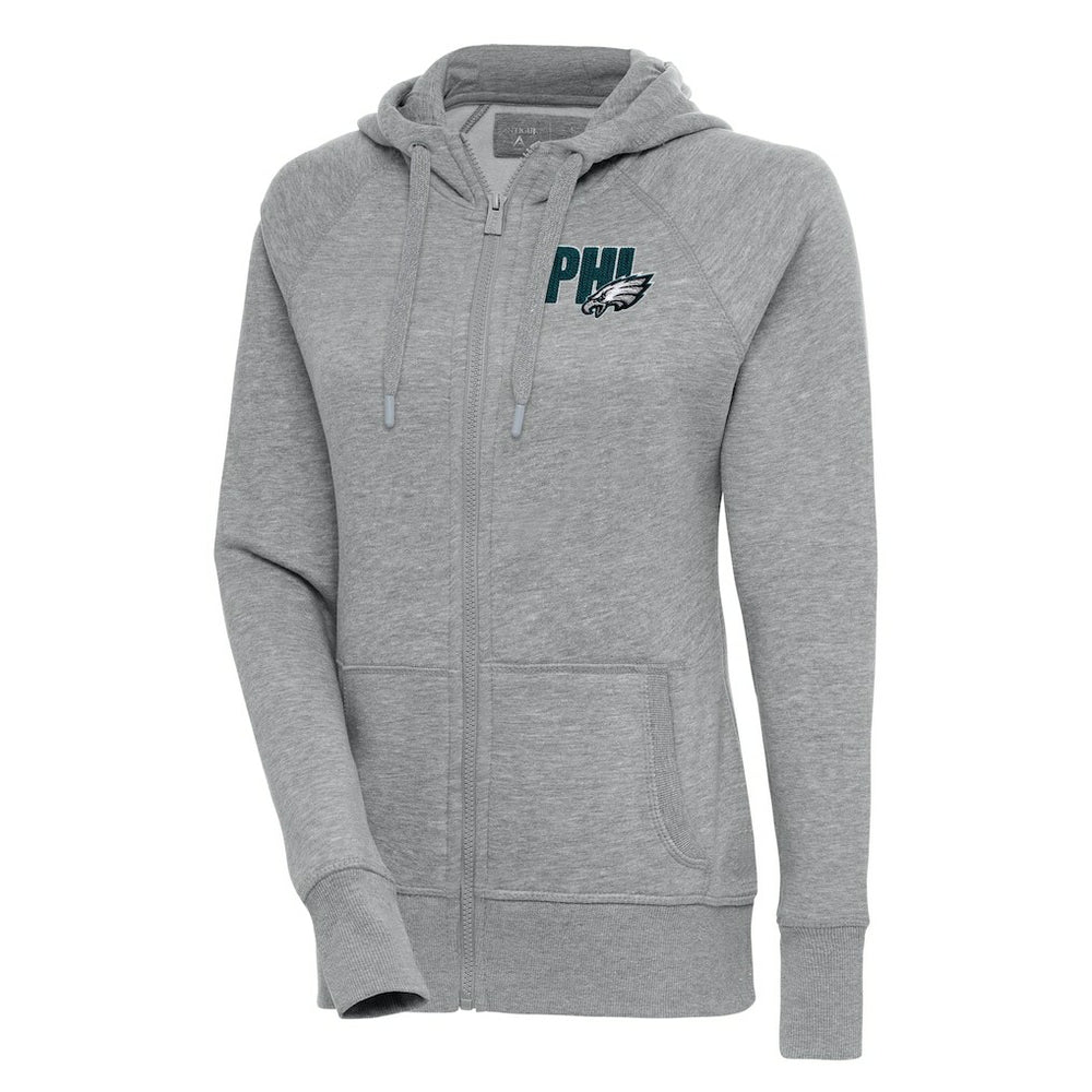 Philadelphia Eagles Antigua Women's Victory Full-Zip Hoodie Heather Gray - NFL