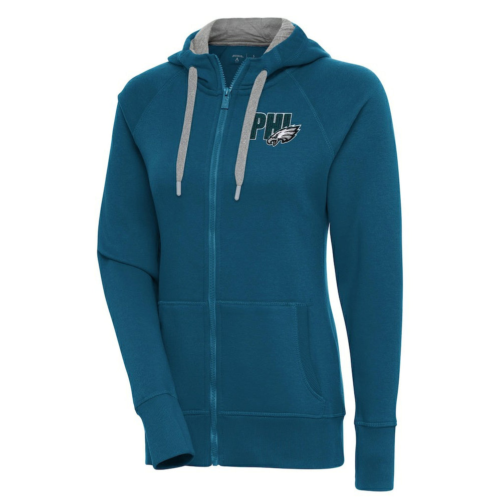 Philadelphia Eagles Antigua Women's Victory Full-Zip Hoodie Midnight Green - NFL
