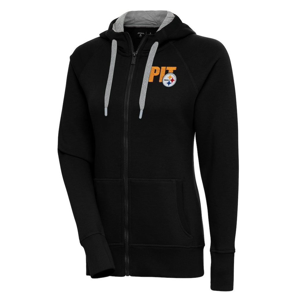 Pittsburgh Steelers Antigua Women's Victory Full-Zip Hoodie Black - NFL