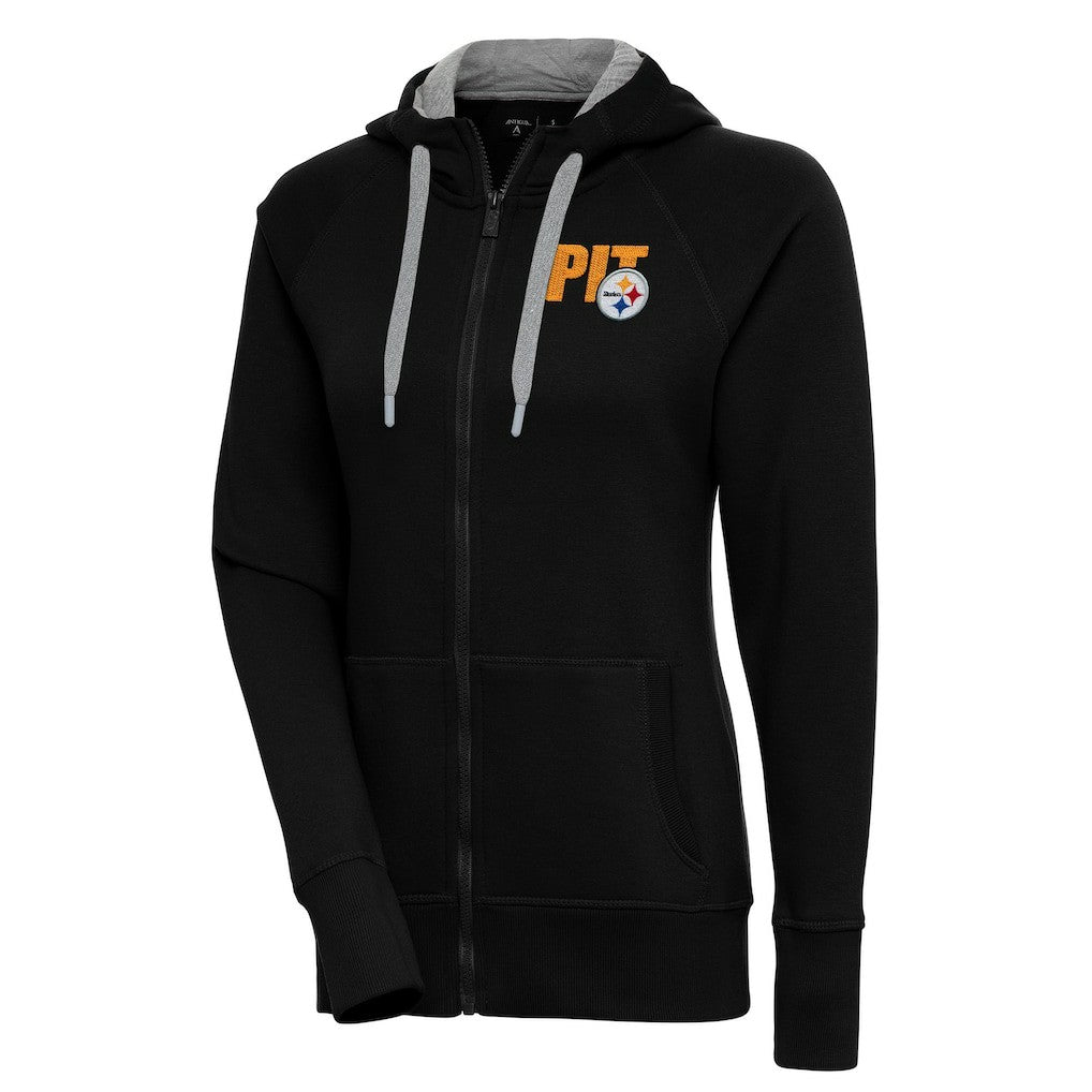 Pittsburgh Steelers Antigua Women's Victory Full-Zip Hoodie Black - NFL