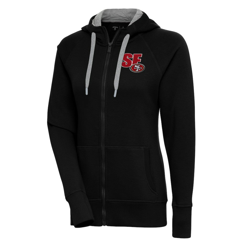 San Francisco 49ers Antigua Women's Victory Full-Zip Hoodie Black - NFL
