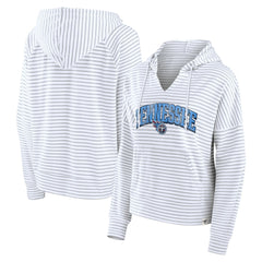 Tennessee Titans Women's Striped Notch Neck Pullover Hoodie White/Gray - Fanatics