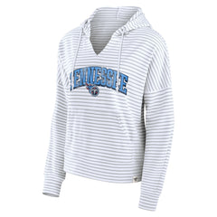 Tennessee Titans Women's Striped Notch Neck Pullover Hoodie White/Gray - Fanatics