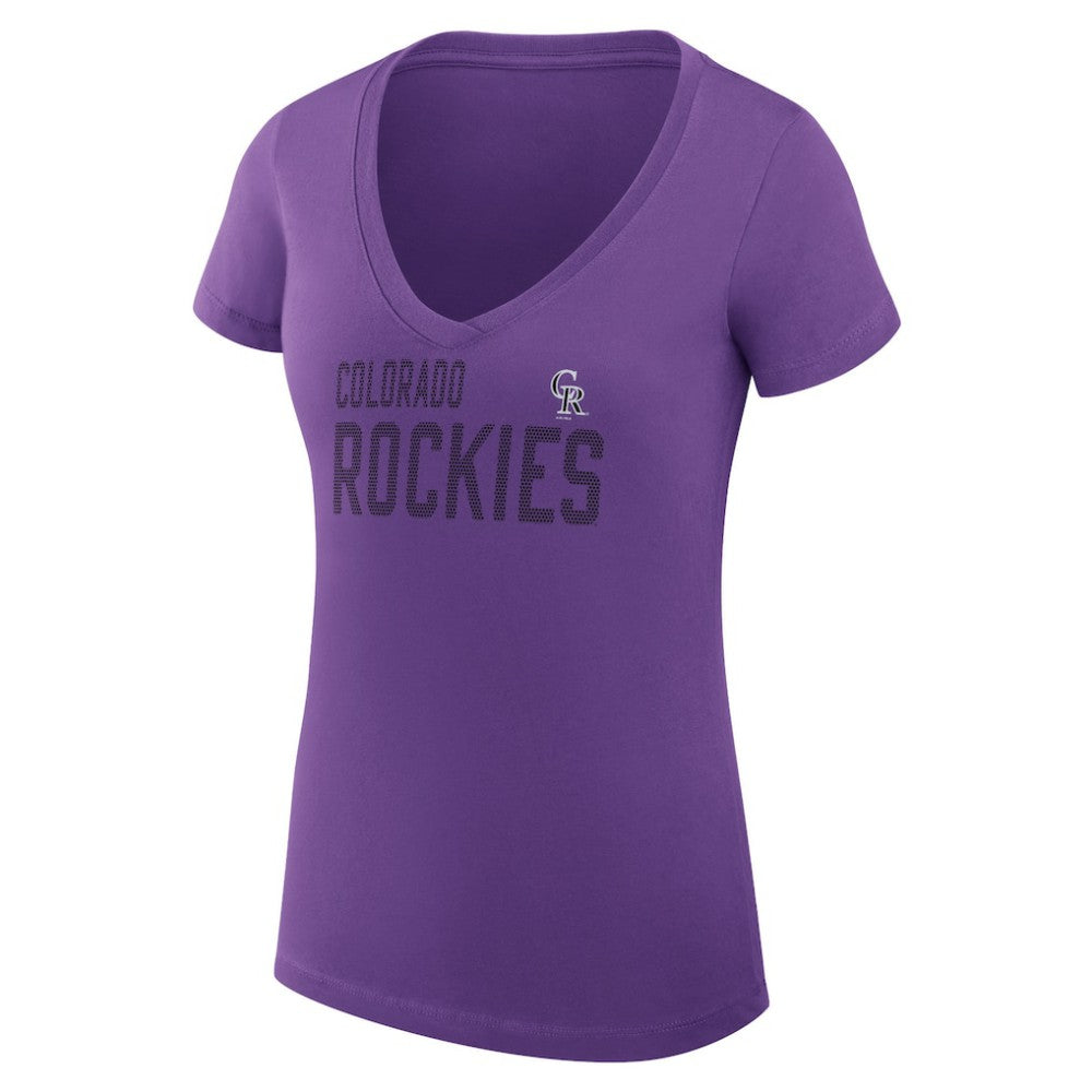 Colorado Rockies G-III 4Her by Carl Banks Women's Super-Slim Fit Lightweight Dot Print V-Neck T-Shirt On Sale