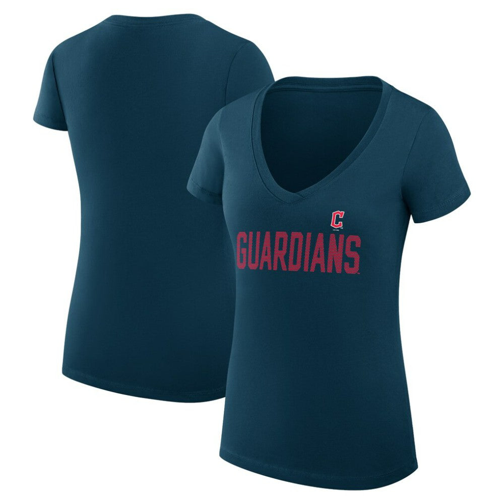 Cleveland Guardians G-III 4Her by Carl Banks Women's Super-Slim Fit Lightweight Dot Print V-Neck T-Shirt On Sale