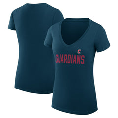 Cleveland Guardians G-III 4Her by Carl Banks Women's Super-Slim Fit Lightweight Dot Print V-Neck T-Shirt On Sale