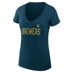 Milwaukee Brewers G-III 4Her by Carl Banks Women's Super-Slim Fit Lightweight Dot Print V-Neck T-Shirt for sale