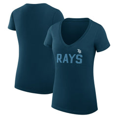 Tampa Bay Rays G-III 4Her by Carl Banks Women's Super-Slim Fit Lightweight Dot Print V-Neck T-Shirt Lifestyle